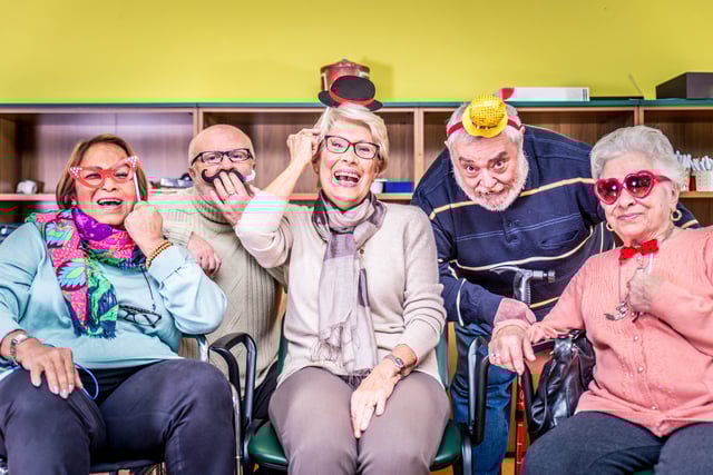 Chicago seniors having fun in adult day care center